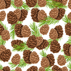 pine cones. seamless pattern