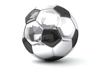 Fototapeta premium silver soccer football ball 3d rendering isolated