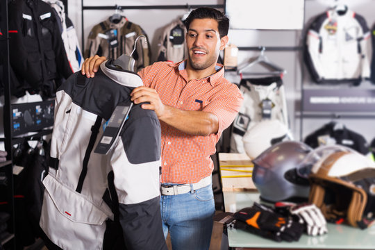 customer is choosing modern jacket