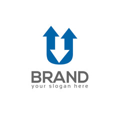 U letter with arrow vector icon
