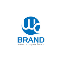 Obraz premium Letter WC, WC letter logo in circle. Flat logo design.
