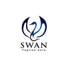Simple abstract flying swan logo