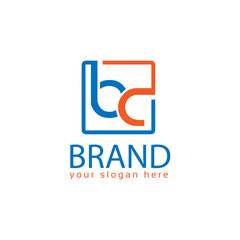Letter BC, BC letter logo in rectangular . Flat logo design