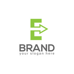 E letter with arrow vector icon
