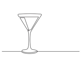 one line drawing of isolated vector object - cocktail glass