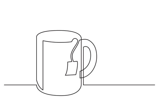 One Line Drawing Of Isolated Vector Object - Mug Of Tea