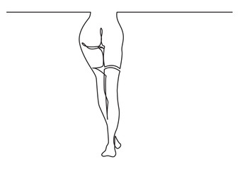continuous line drawing of sexy woman legs in stockings