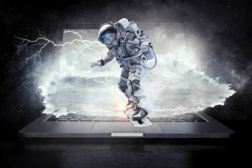 Obraz na płótnie Canvas Media technology in space. Mixed media