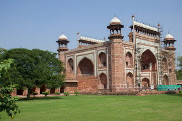 The mosque near the mausoleum of Taj Mahal in India Agra
