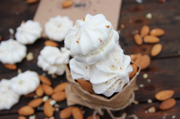 Obraz na płótnie Canvas almond meringue. festive dessert