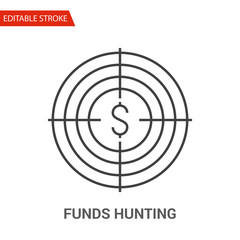 Funds Hunting Icon. Thin Line Vector Illustration - Adjust stroke weight - Expand to any Size - Easy Change Colour - Editable Stroke - Pixel Perfect