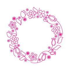 flower lineart wreath