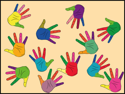 Painted in different colors, ready for your logo, text or symbols. The concept of diversity, meeting and socializing. symbols of autism. vector illustration.