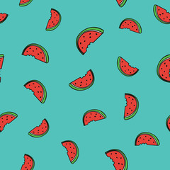 Seamless pattern background with watermelon slice