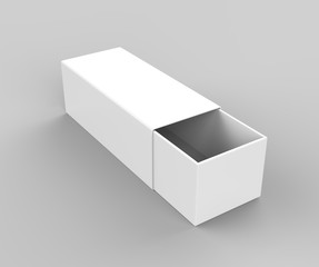 Realistic Package Cardboard Sliding drawer Box grey background. For small items, matches, and other things. 3d render illustration