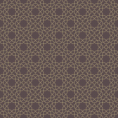 Seamless vector ornament in arabian style. Geometric abstract brown and golden background. Pattern for wallpapers and backgrounds