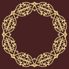Elegant vector round golden ornament in classic style. Abstract traditional pattern with oriental elements. Classic vintage pattern