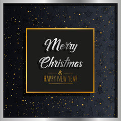 Fototapeta na wymiar Merry Christmas and Happy New Year. Background with stardust, gold and silver. Vector illustration.