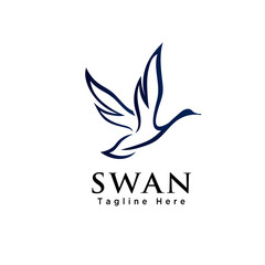 line art lying swan logo