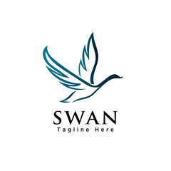 Fototapeta na wymiar line art lying swan logo