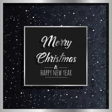 Merry Christmas and Happy New Year. Background with stardust and silver. Vector illustration.