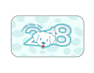 Happy new year 2018 icon, dogs year, celebration