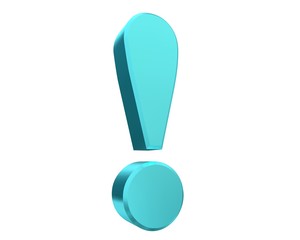 exclamation point 3d exclamation mark cyan turquoise icon isolated