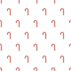 Christmas New Year seamless pattern with candy cane. Holiday background. Candy cane sweets. Xmas winter trendy decoration. Festive texture. Line vector illustration. Wrapping gift paper.