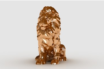 3d modeling gold lion