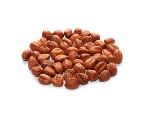 Whole hazelnuts isolated on white background