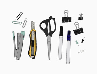 set of stationary , hand draw element sketch vector.