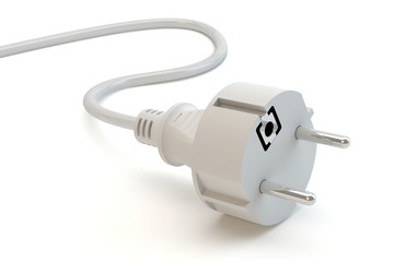 Electric plug - white background - obrazy, fototapety, plakaty