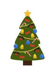 Tree Image with Symbols on Vector Illustration