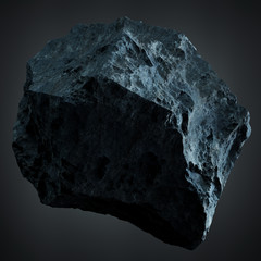 Fototapeta premium Dark rock asteroid isolated 3D rendering