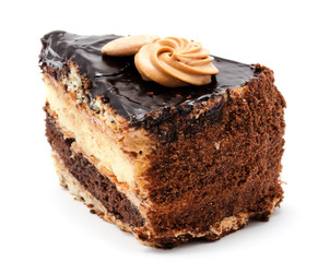 Delicious chocolate cake pastry with peanut  isolated