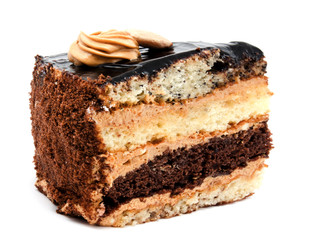 Delicious chocolate cake pastry with peanut  isolated