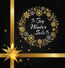 Winter Sale Poster in Frame Made of Snowflakes