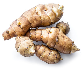 Jerusalem artichoke on a white background.