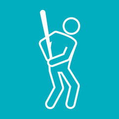 Baseball Sport Figure Outline Symbol Vector Illustration Graphic