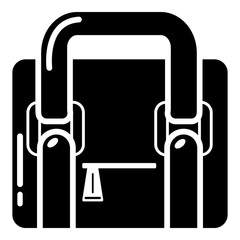 Travel bag retro icon, simple black style