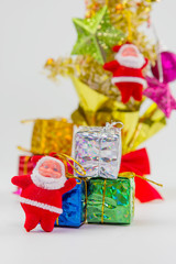 Decorated Christmas tree on white background