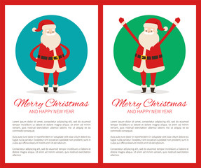 Merry Christmas Happy New Year Poster with Santa