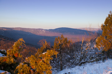 Cape Aya at sunset in winter