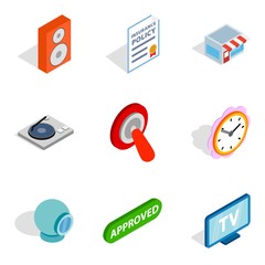 Getting information icons set, isometric style