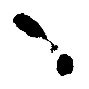 Vector map Saint Kitts and Nevis. Isolated vector Illustration. Black on White background. EPS 10 Illustration.