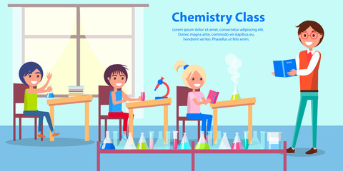 Cheerful Atmosphere in Chemistry Class Poster
