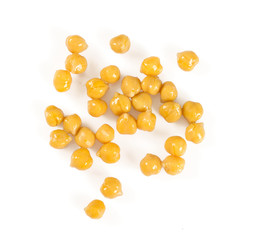 preserved chickpeas isolated on white