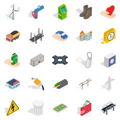 Electro business icons set, isometric style
