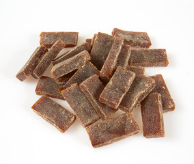 apple and raspberry natural candies isolated on white