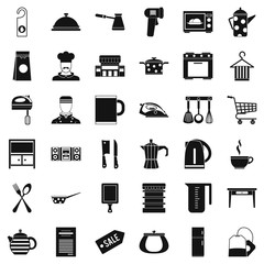 Utensil icons set, simple style